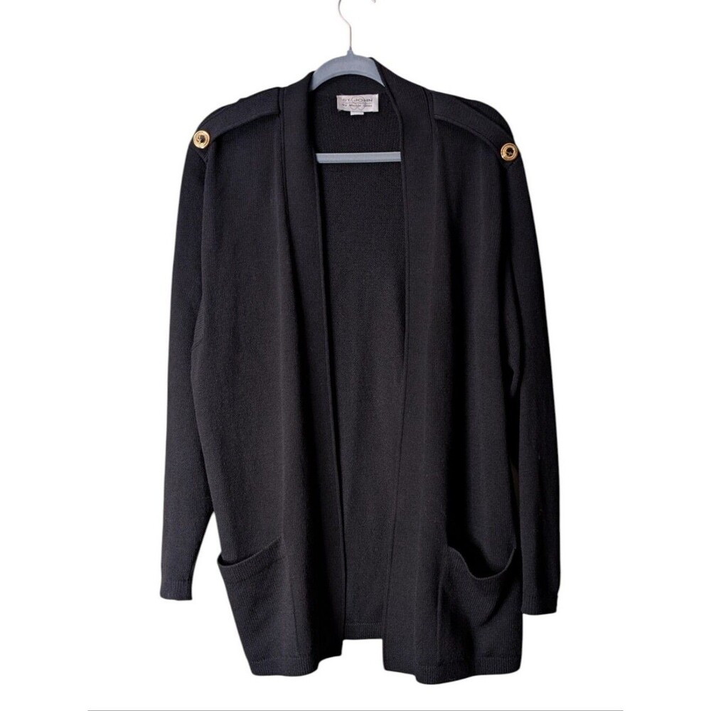 St. John Basic longline cardigan sweater blazer Santana Knit gold-toned button M